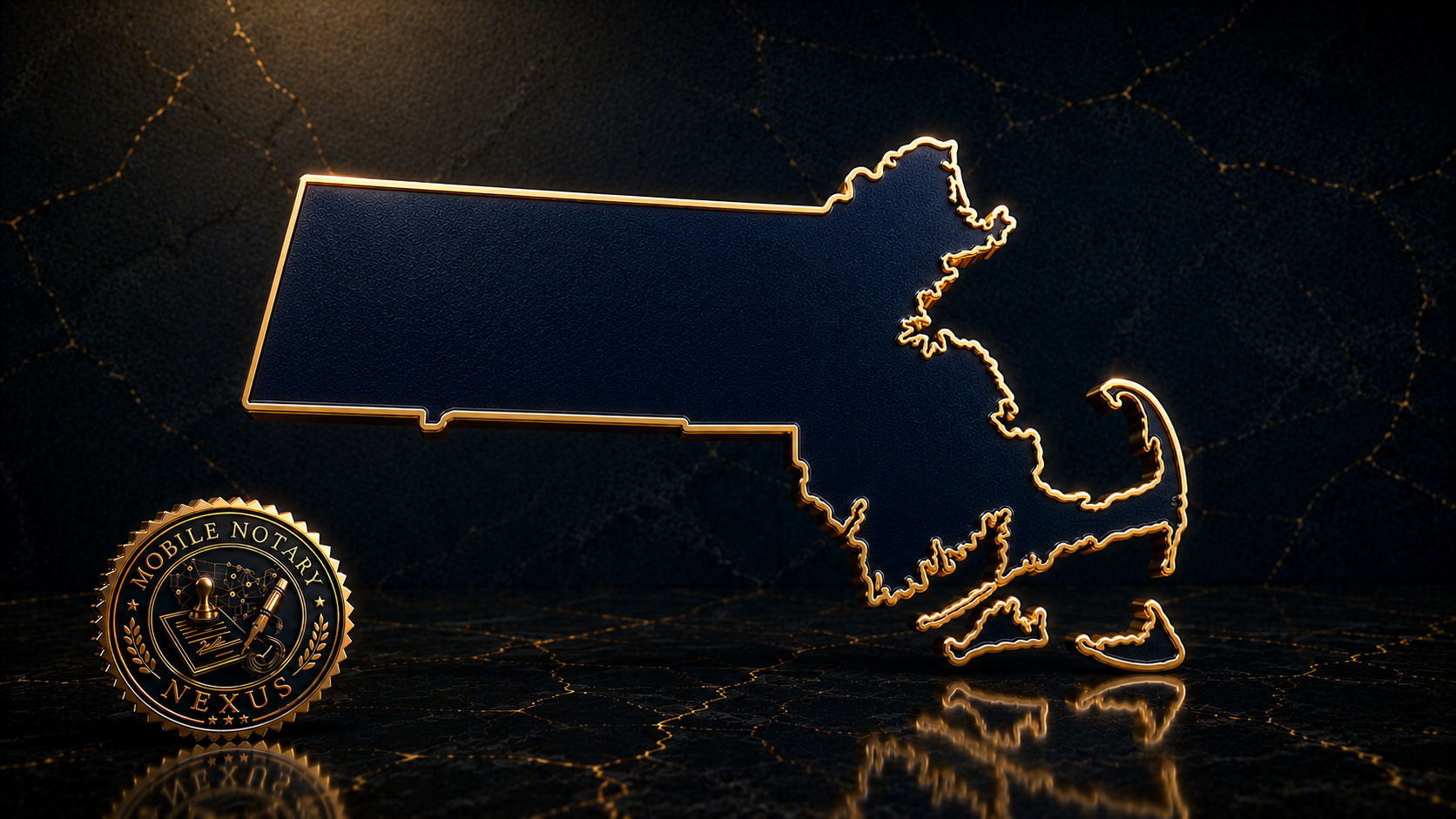Gold Massachusetts state outline