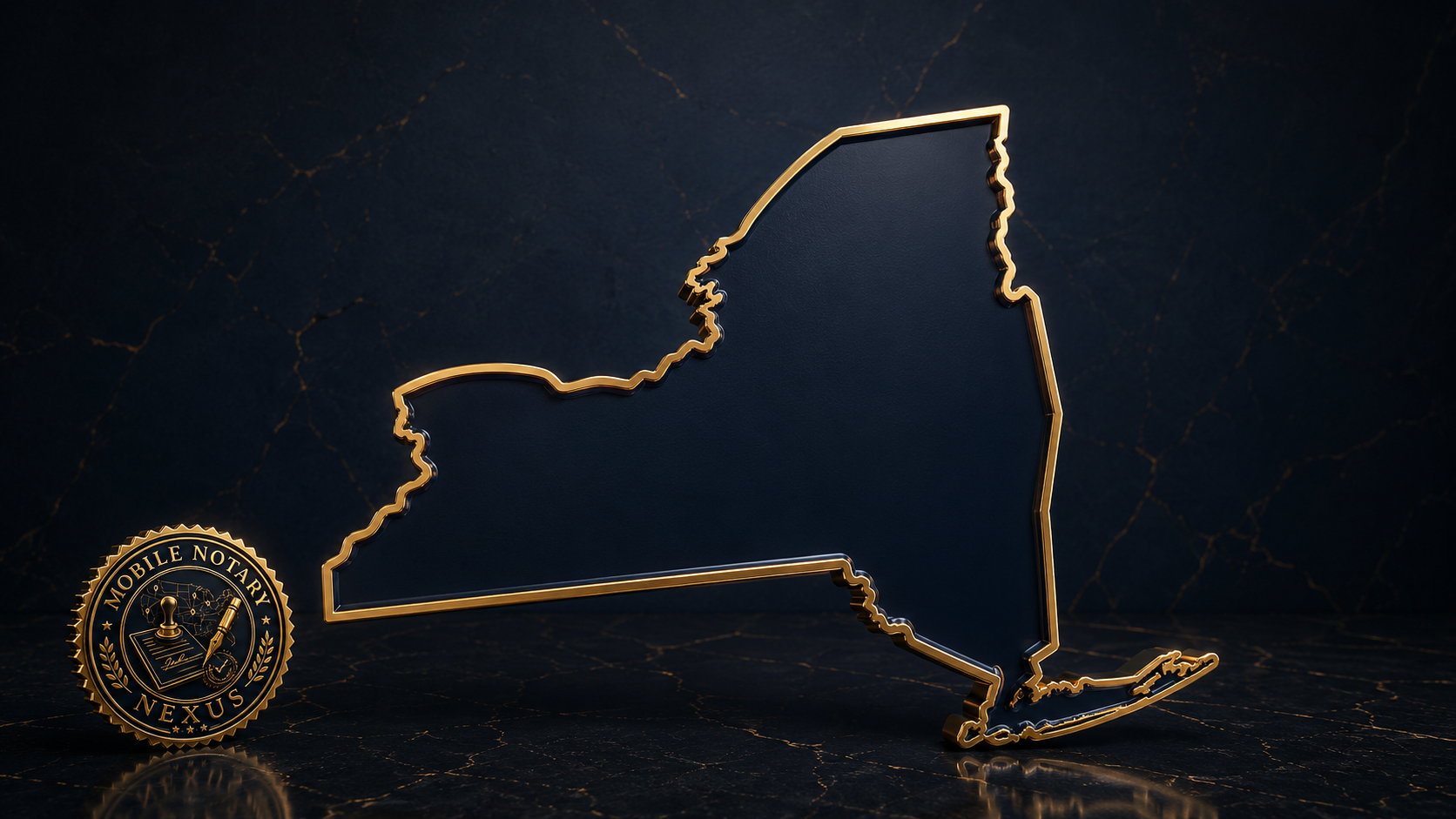 Gold New York state outline